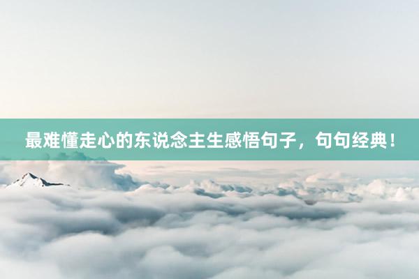 最难懂走心的东说念主生感悟句子，句句经典！